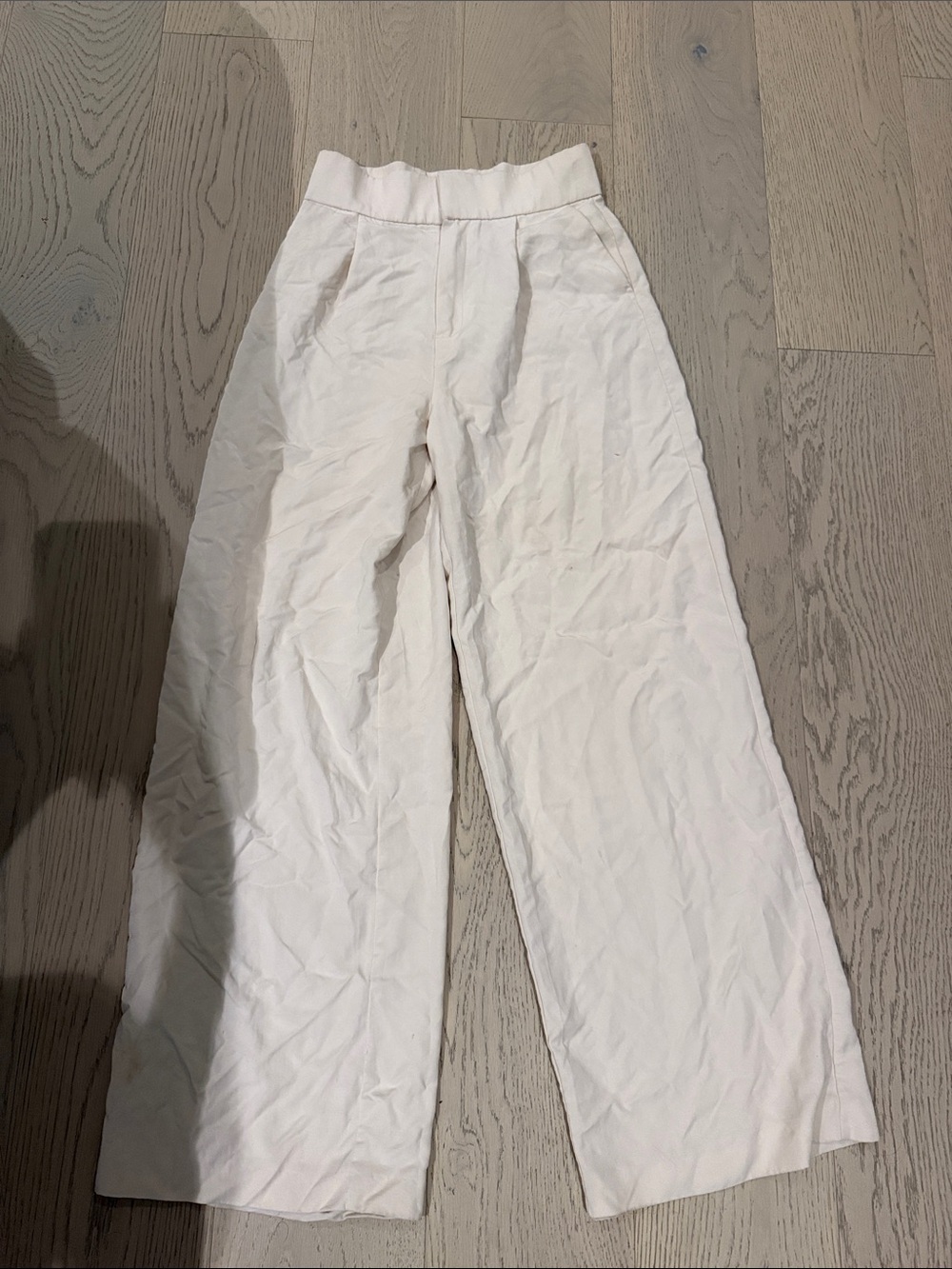 Zara Cream High-Waist Boot Cut Pants